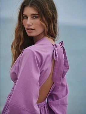 Free People Lilac Backless Tie-Back Midi Dress
